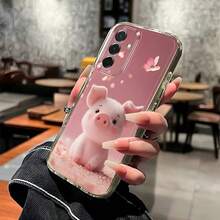 Cute Pink Pig Transparent Phone Case Suitable For Compatible With IPhone 17,16, 15, 14, 13, 12, 11, Pro Max, Air, Plus, As Well As Galaxy S26/25/24/23/22/21 Ultra/FE/Edge/+,A73/72/56/54/53/52/50/35/34/33/26/25/24/23/22/20/16/15/14/13/12/10, Fashionable Phone Cases - 彩色 - 查看 4