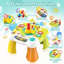 ESOLOM Toddler Musical Activity Table: Interactive Learning Toy With Piano, Lights & Toddler-Ready Activities - Green Plastic Design, Battery-Powered (Batteries Not Included) For 6+ Months, Rounded Edges, Portable With Carry Handle For Home & Travel, Toddler Entertainment | Playful Design | Rounded Edges, Musical Toy - Green - View 2