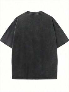 Summer TopsHalloween Retro Washed T-Shirt Scream Ghostface Heart Hands Graphic Tees Water Washing Print T-Shirt, Men's Vintage T-Shirt,Short Sleeves Crew Neck Top Tees, 230 Gram Cotton T Shirts, Holiday GiftsLoose And Comfortablesummer Clothes - 黑色 5 - 查看 2