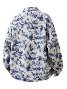 El Eclecticismo de la Pintura y la Moda | Camisa de Vestir con Estampado de Pintura al Óleo, Corte Holgado y Estilo Retro de Hong Kong - Azul - Ver 3