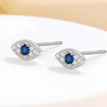 0.45g S925 Sterling Silver Mini Synthetic Zirconia Devil's Eye Stud Earrings, Niche Fashion Unisex Style, Can Wear On Cartilage, Low Allergy - Evil Eye Earring - View 12