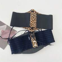 1pc Leopard Print Drawstring Elastic Waist Belt For Women Skirt - Multicolor - View 2