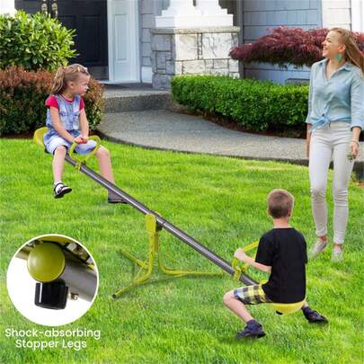 Kids Rotating Seesaw 70.9"X26.4"X27.6", Plastic & Iron Pipe Construction 154LBS Combined Weight