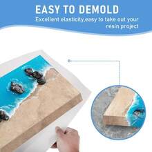 超大号环氧树脂模具，尺寸为22.63x11.81x1.38英寸，可重复使用，适用于制作河流桌、咖啡桌、托盘、砧板、DIY树脂艺术品。 - 模具 - 查看 7