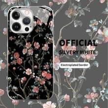 Estuche para teléfono con diseño de flores florecientes Compatible con estuches para teléfonos   17  16 Pro Max  15 Pro Max  13 y  12 Hecho de material de TPU con galvanoplastia transparente y resistente a rayones que brinda protección contra golpes y caídas Un gran regalo para familiares, amigos, seres queridos, novios/novias y para aniversarios - Plateado - Ver 3