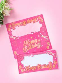 12个粉金生日红包，纸质烫金窗口设计，可装现金、礼品卡、生日红包，派对礼品信封，适用于生日庆祝和送礼 - 粉色 - 查看 7