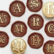 BAOFALI 1pc Medieval Letter Wax Seal Stamp, Brass Head Wooden Handle, Suitable For Thanksgiving Cards/Envelopes/Gift Packaging/Wedding Engagement Party Invitations - Multicolor - View 12