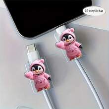 Funda protectora de acrílico 2D con diseño de pingüino compatible con el adaptador de cargador Apple de 18-20W - transparente - Ver 3