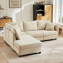 Sofas & Couches - Beige + Cotton Linen + 5 Seat-1 - View 5