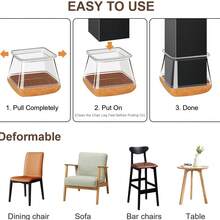 28-Pack New Arrival Felt Furniture Chair Leg Caps, 360° All-Around Protective Pads, Easy Install, Metallic Finish, Plastic Material, Home Renovation Hardware Accessories - Square Light Brown - View 4