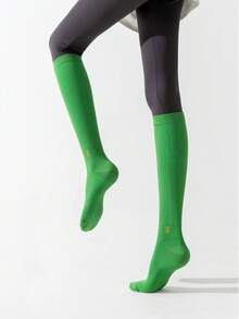 1 par de calcetines deportivos de compresión muscular profesionales para mujeres, mangas para pantorrillas, saltar a la cuerda, correr, alta elasticidad, adelgazantes, calcetines largos y tubulares para deportes - Multicolor - Ver 8