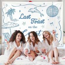 1pc Last Toast On The Coast Bachelorette Backdrop Coastal & Disco Banner For Bridal Shower Party Decor, Bachelorette Party Decor - 多色1 - 查看 3