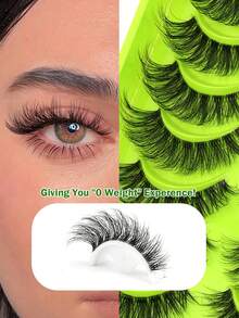10pcs Perfect Makeup Faux Mink Eyelashes, Luxurious, Lightweight And Fluffy Cat Eye Style, Natural Striped False Lashes, D-Curl Design, Fragrance-Free, Multi-Pack, Significantly Enhances Eye Appeal - Natural Lashes - View 2
