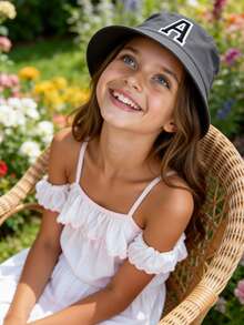1PC Bucket Hat Children Sun Hats Girls Pink Outdoor Fishermen Caps Running Hiking Cap Basin Breath Casual Leisure Beach Cap 3-14Y - Black - View 3
