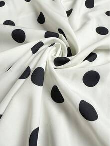 2026 Valentine's Day Elegant Polka Dot Mini Dress, Women's Fashion Chic Sexy Polka Dot Short Waist Tie Dress, Deep V-Neck, Long Sleeve, Casual Elegant, Woven Fabric - White - View 5