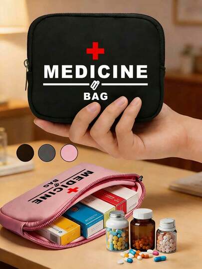 Portable Travel Medical Bag, Printed With "Medical Bag" Text And Graphics, Compact First Aid Kit, Portable Storage Bag For Camping, Travel And Home Use, Small Medicine Pouch, Convenient Medical Bag, Emergency Pack, Available In Multiple Colors, Suitable For Daily/Outdoor/Travel, Essential For Health-Conscious And Frequent Travelers