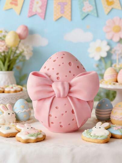 3D Bowknot Easter Egg Candle Silicone Mold Easter Egg Aromatherapy Gypsum Soap Animal Handmade Resin Cement Mold Handmade Candle Making Material Desktop Decoration Home Gifts