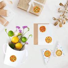 500pcs/Set Pizza & Snack Sticker Roll, Colorful Self-Adhesive Labels With 10 Unique Patterns, 1 Inch Size, Suitable For Scrapbooking, Cards, Envelopes, Great For Winter, Halloween, Christmas, New Year, Stationery, Books, Cups, Luggage, Guitar, Helmet - Orange - View 2