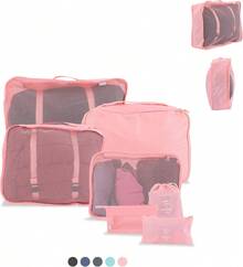¡RecomendadoSet De 7 Bolsas Organizadoras Para Equipaje De Gran Capacidad (rosa)- # 17006002361703010502 # ¡Top de Temporada - Menta - Ver 10