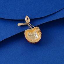 1件新款创意可爱苹果胸针，合金全镶钻精致水果衣夹，防走光领饰 - 紅色 - 查看 4