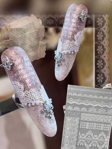 Lace Embossed Floral Bowknot High Transparency 3D Embossed Creative DIY Silicone Nail Art Mold - Clear - View 11