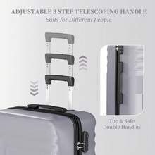 YSTYLE Set Of 4 Hardside Suitcases (12, 20, 24, 28inch), With Scratch- And Impact-Resistant ABS Shell And Spacious Design: The Ideal Travel Companion. - Silver - View 5