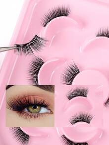 MAANGE 5 Pairs Transparent Half-Eye False Eyelashes, Cat Eye Style, Extra Long Style, Double Eyelid Style, Long-Lasting , Ultra-Light And Natural, Waterproof And Sweat-Proof False Eyelashes, Suitable For Cosplay, Beginners, Parties, Holidays, Natural Cat Eye Makeup, Travel Essential, Curling And Enlarging Eyes, Makeup Tool For Beginners - Half Eye-Cross - View 10