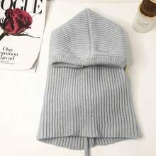 Gorros de invierno para mujer, gorro con cuello y capucha de punto Unisex, gorro para hombre y mujer, gorros de una pieza con cordón, gorro de pasamontañasás cálido 1XOF - Nuevo Caqui - Ver 2