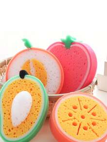 1/4pcs Fruit Pattern Thickened Cleaning Sponge, Multifunctional Stain Removal And Dishwashing Sponge. Cleaning Tools, Household Cleaning Personal Protective Equipment. Convenient And Practical - Sponge Wipe - View 8