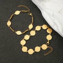 1 pieza Pulsera con figura religiosa clásica de , diseño de imagen con incrustaciones de cuentas - Joyería religiosa, brazalete con moneda redonda de doble cara con cruz de , diseño minimalista retro, bendición y oración, ideal para uso diario/fiestas, regalo espiritual femenino - San Benito - Ver 2