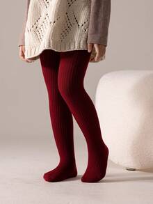 3条装 女童/幼儿经典简约休闲保暖加厚打底裤，亲肤柔软，时尚百搭，适合秋冬季日常穿着或作为节日礼物 - 彩色 - 查看 2