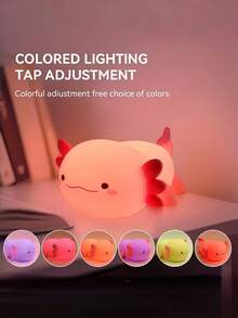 Cute Axolotl Night Light - USB Rechargeable LED Lamp, Touch Dimming, Color-Changing Axolotl Design, Soft Light, Suitable For Bedroom And Office Decor - Perfect Gift For Birthday, Christmas And Holiday Season, Room Decor, Bedroom Decor - Multicolor - View 15