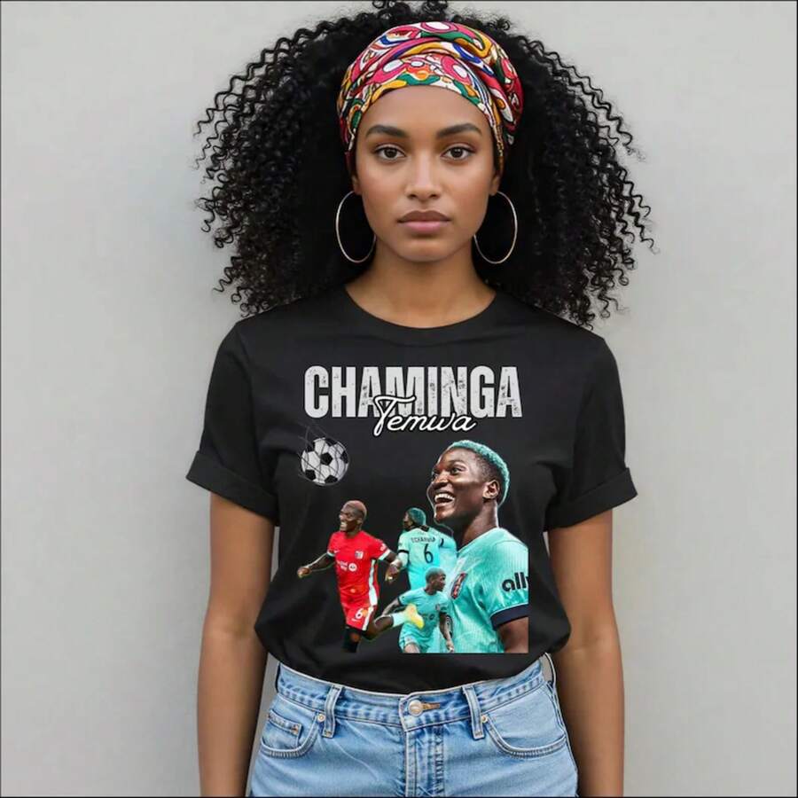 Temwa Chaminga Soccer Player Graphic T-Shirt | - Black - View 1