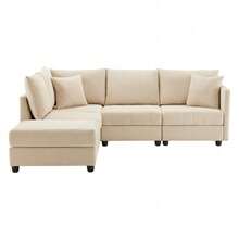Sofas & Couches - Beige + Cotton Linen + 5 Seat-1 - View 8