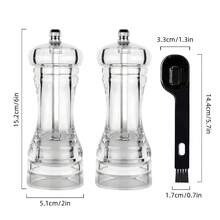 2pcs Adjustable Acrylic Pepper Grinder Set With 2-In-1 Cleaning Brush, Suitable For Pepper, Cumin, Sea Salt, Dried Chili Pepper, Ideal For Home, Restaurant, Outdoor Camping Kitchen Tools - Multicolor - View 10