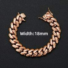 Cuban Link Chain 18MM-22MM Solid Handmade Jewelry Miami, Gift Birthday Fathers Day Anniversary, HipHop Jewelry, Rose Gold Plated, Gift For Him - 18MM (0,7 inch) - Xem 21
