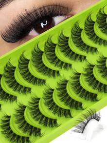 10pcs Perfect Makeup Faux Mink Eyelashes, Luxurious, Lightweight And Fluffy Cat Eye Style, Natural Striped False Lashes, D-Curl Design, Fragrance-Free, Multi-Pack, Significantly Enhances Eye Appeal - Natural Lashes - View 1