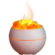 Humidificador De Luz Ambiental Led De Piedra De Sal, Luz De Llama De Modo Doble Y Máquina De Aromaterapia De Color Gradiente USB, Una Combinación De Dos En Una Luz Nocturna Y Humidificador Junto A La Cama - 1PC - Ver 3