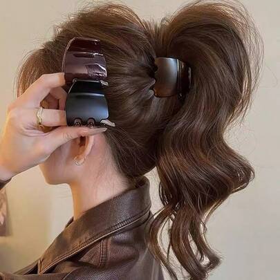 3个哑光高马尾固定鲨鱼发夹，后脑勺魔术发饰，强力抓力爪夹，优雅高端外观，女士时尚发饰，女孩发夹