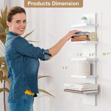 3/5 Tier Wall Shelf Unit, Decorative Wall Mount Vertical Shelving, Versatile Storage & Display, Floating Storage Home Decor Organizer Tall Tower Design Utility Shelf For Bedroom Bathroom Living Room - 混合色 - 查看 2