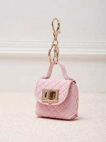 Solid Color PU Mini Student Handbag, Square Lock Coin Purse, Mini Earphone Storage Bag, Portable Keychain Pendant, Phone Shoulder Strap Accessory, Valentine's Day Gift Purse Charm Purse - Multicolor - View 8