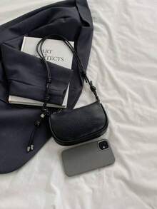 荔枝纹迷你手提包，女士新款时尚轻便日常斜挎包，小钱包 - 黑色 - 查看 7