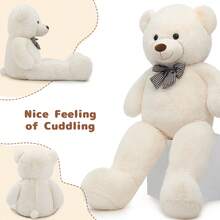 MORISMOS Giant White Teddy Bear 4 Feet, Cute 47inch Stuffed Animal Big Teddy Bear Plush, Classic Girlfriend Boyfriend Gift, Birthday, Party Favor - trắng - Xem 4