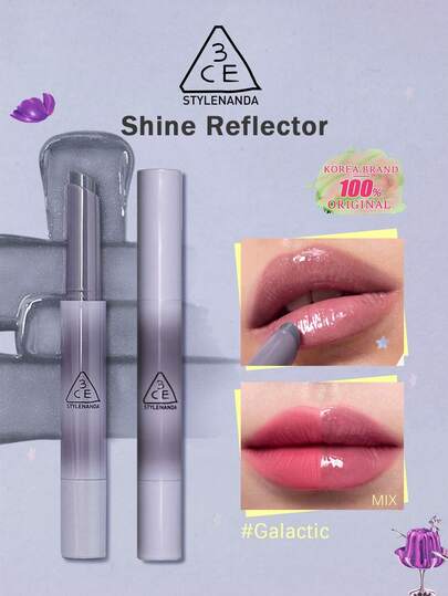 3CE Glossy Sheer Lipstick, Transparent Luminous Lip Color, Moisturizing Smooth Lipstick, Non-Sticky Fresh Feeling, Easy-To-Use Lipstick Stick, Can Be Layered For Radiant, Everyday Charm Lip Makeup, Korean Makeup|K-Beauty
