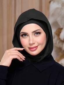 1 pièce Cagoule, Foulard turban tout-en-un, Tour de cou tricoté élastique, Tissu léger et extensible, Convient pour la prière, les voyages, le travail, le port quotidien, la plage, les vacances, les accessoires - Cagoule - Voir 4