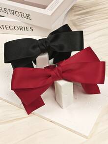1pc Elegant Bow Hair Clip, Delicate Bowknot Hair Accessory With Sharp Hook Clasp, Suitable For Braids, Buns, Ponytails, Updos, Available In Solid Colors: Black, Red, White, Beige, Brown, Navy, Burgundy, Suitable For Formal And Casual Occasions, Fashionable And Versatile Bow Hair Clip, Hair Clip, Hair Accessory, Head Accessories, Hair Accessories For Women, Hairpin - Multicolor - View 6