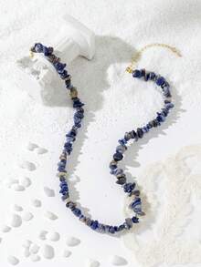 1pc Natural Stone Chip Necklace, Suitable For Women's Daily And Festival Wear - Multicolor - View 6