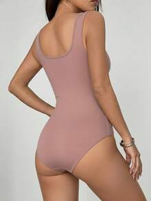 Boddy elegante, cuello cuadrado y tirantes anchos, licra. - Rosa Pálido - Ver 4