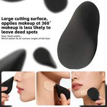 High-End Black Irregular Dual Makeup Sponges - 1 Large + 1 Small Per Set, 2/4/6/8pcs Options, Water-Activated Latex-Free For BB Cream, Liquid & Cream Foundation, Concealer & Blush - Multicolor - View 5