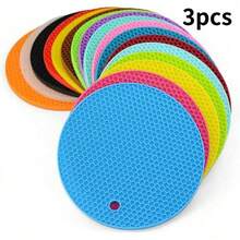 3-Pack Random Color Silicone Heat Insulation Mat Heat-Resistant Silicone Mat Suitable For Pots And Pans - Non-Slip And Dishwasher  Multi-Purpose Pot Mat With Built-In Bottle Opener - Foldable For Flat Storage, Suitable For Baking And Microwave Heating Countertop Protector - 450 °   Blessing - 3PCS - Random Color - View 6